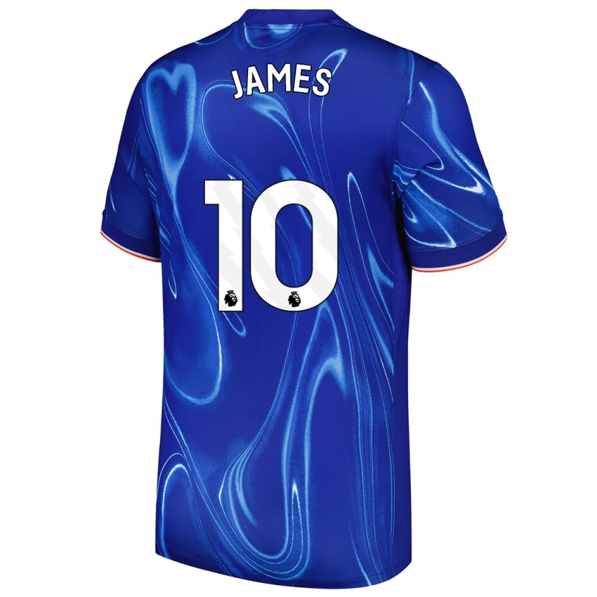 Mujer Camiseta Lauren James #10 Azul Blanco 1ª Equipación 2024/25 La Camisa Argentina