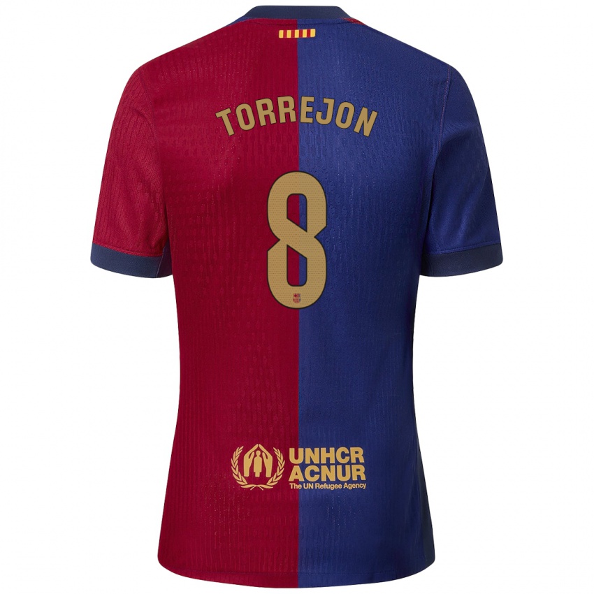 Mujer Camiseta Marta Torrejón #8 Azul Rojo 1ª Equipación 2024/25 La Camisa Argentina