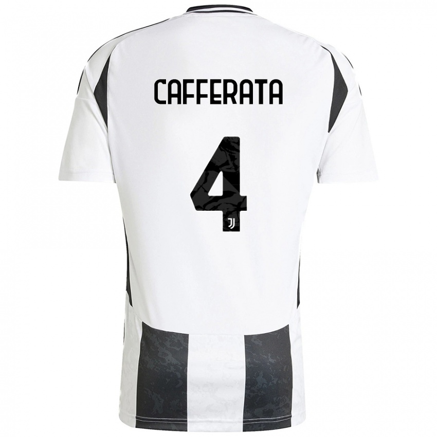 Mujer Camiseta Federica Cafferata #4 Blanco Negro 1ª Equipación 2024/25 La Camisa Argentina