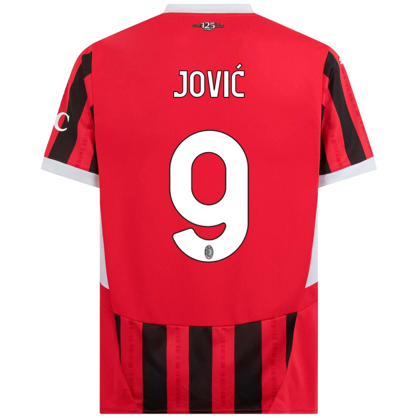 Mujer Camiseta Luka Jovic #9 Rojo Negro 1ª Equipación 2024/25 La Camisa Argentina