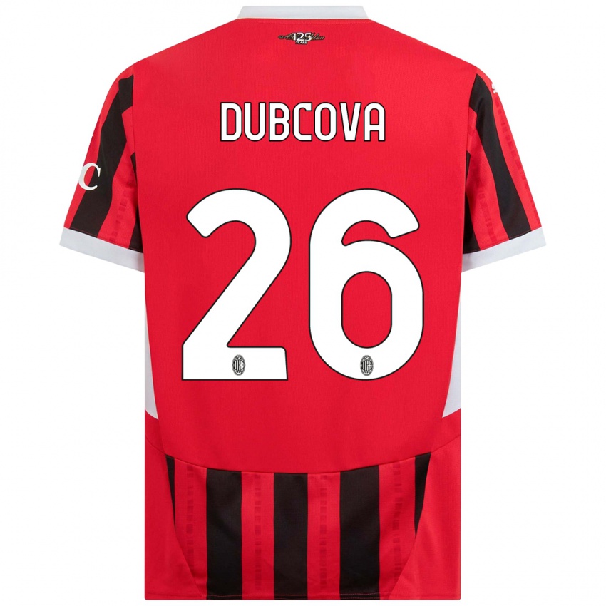 Mujer Camiseta Michaela Dubcova #26 Rojo Negro 1ª Equipación 2024/25 La Camisa Argentina