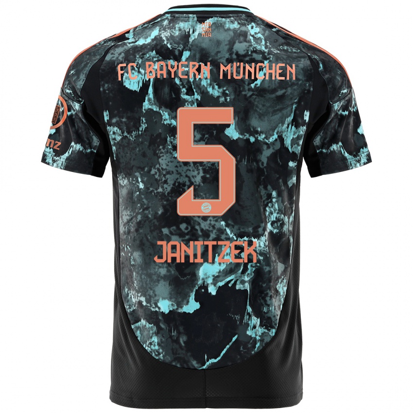 Mujer Camiseta Justin Janitzek #5 Negro 2ª Equipación 2024/25 La Camisa Argentina