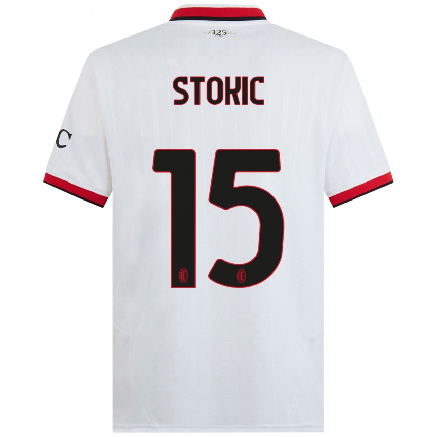 Mujer Camiseta Sara Stokić #15 Blanco Negro Rojo 2ª Equipación 2024/25 La Camisa Argentina