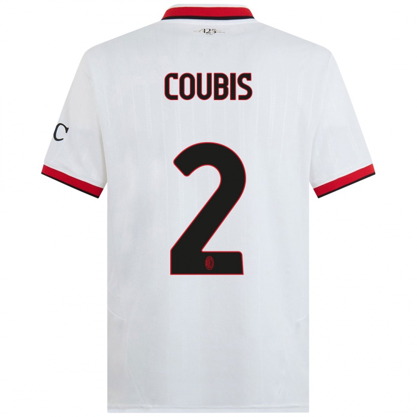 Mujer Camiseta Andrei Coubis #2 Blanco Negro Rojo 2ª Equipación 2024/25 La Camisa Argentina