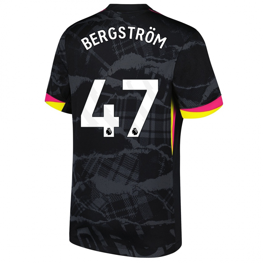 Mujer Camiseta Lucas Bergström #47 Negro Rosa Equipación Tercera 2024/25 La Camisa Argentina