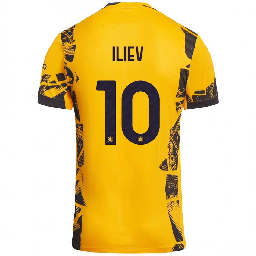 Mujer Camiseta Nikola Iliev #10 Dorado Negro Equipación Tercera 2024/25 La Camisa Argentina