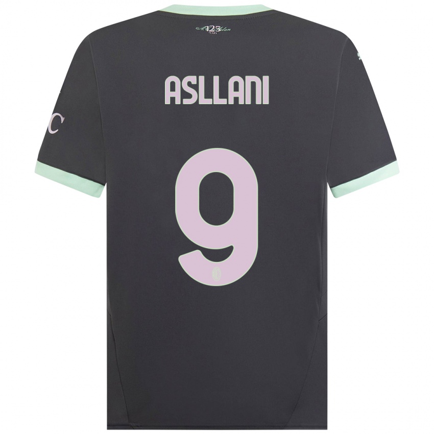 Mujer Camiseta Kosovare Asllani #9 Gris Equipación Tercera 2024/25 La Camisa Argentina