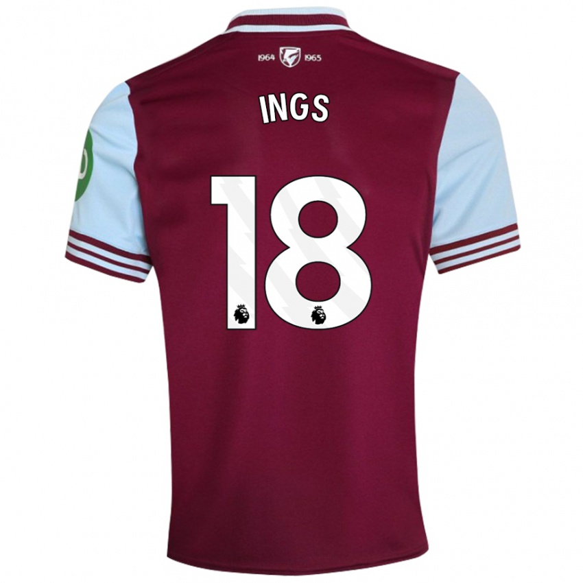 Niño Camiseta Danny Ings #18 Rojo Oscuro 1ª Equipación 2024/25 La Camisa Argentina