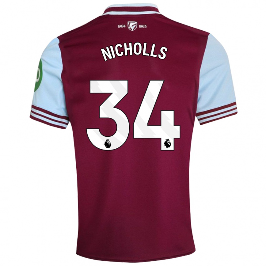 Niño Camiseta Macey Nicholls #34 Rojo Oscuro 1ª Equipación 2024/25 La Camisa Argentina