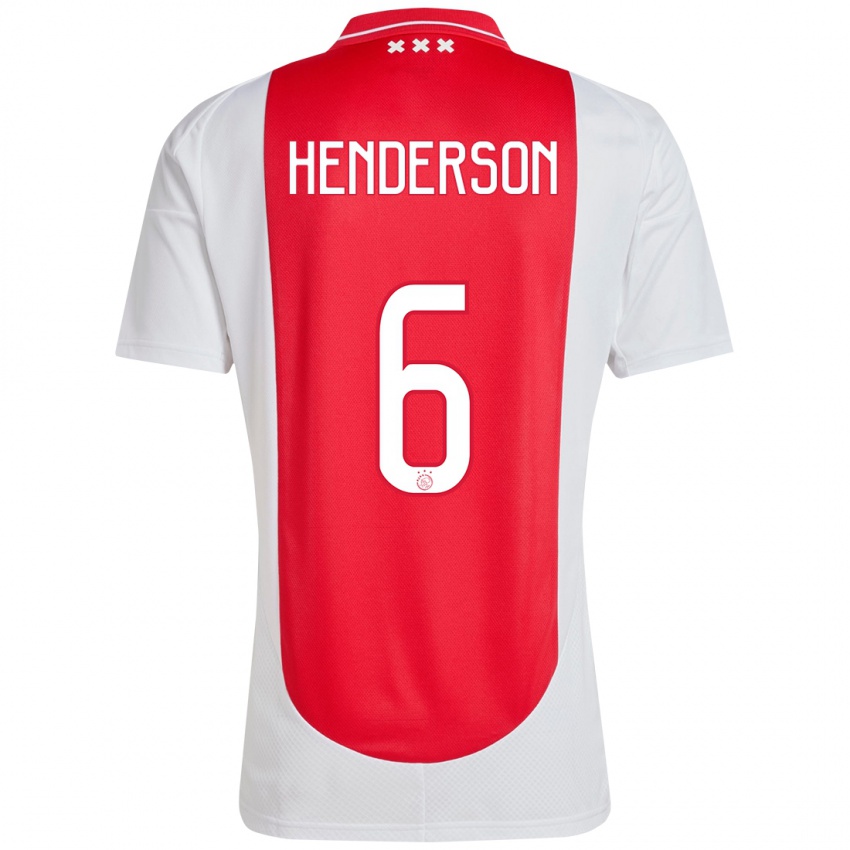 Niño Camiseta Jordan Henderson #6 Rojo Blanco 1ª Equipación 2024/25 La Camisa Argentina