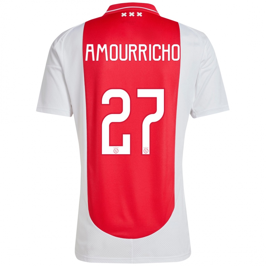 Niño Camiseta Amourricho Van Axel Dongen #27 Rojo Blanco 1ª Equipación 2024/25 La Camisa Argentina