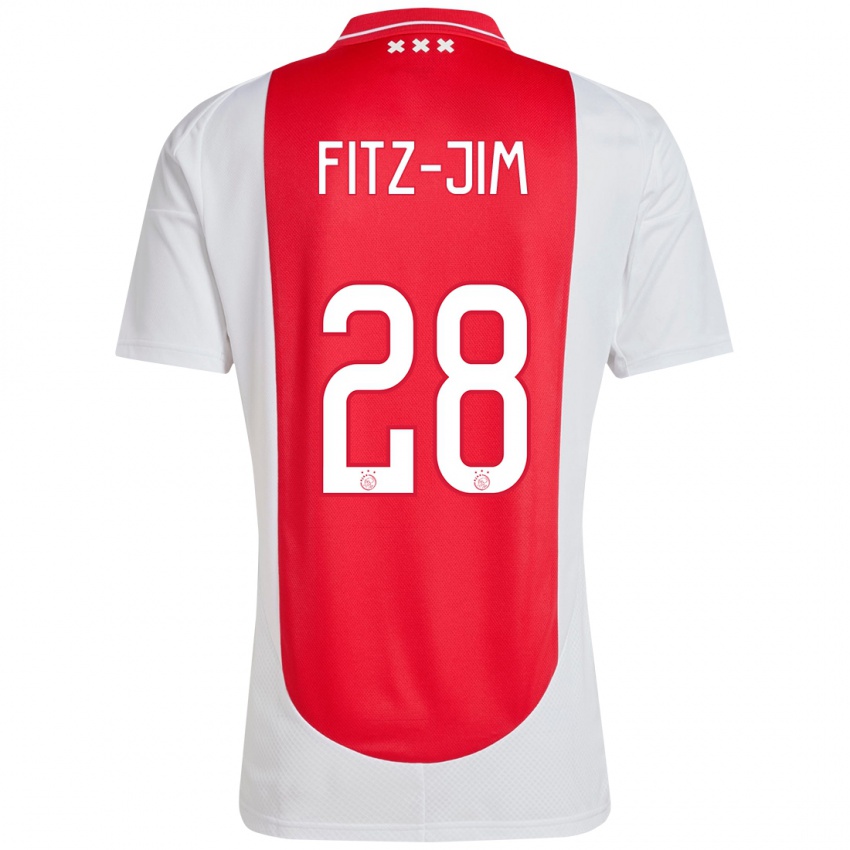 Niño Camiseta Kian Fitz-Jim #28 Rojo Blanco 1ª Equipación 2024/25 La Camisa Argentina