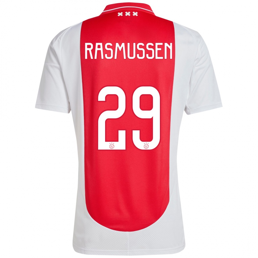 Niño Camiseta Christian Rasmussen #29 Rojo Blanco 1ª Equipación 2024/25 La Camisa Argentina