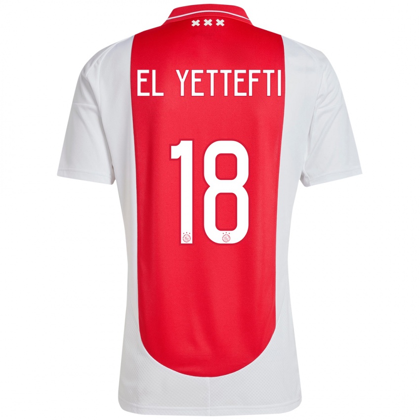 Niño Camiseta Adil Amghar El Yettefti #18 Rojo Blanco 1ª Equipación 2024/25 La Camisa Argentina