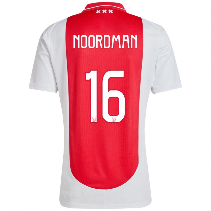 Niño Camiseta Danique Noordman #16 Rojo Blanco 1ª Equipación 2024/25 La Camisa Argentina