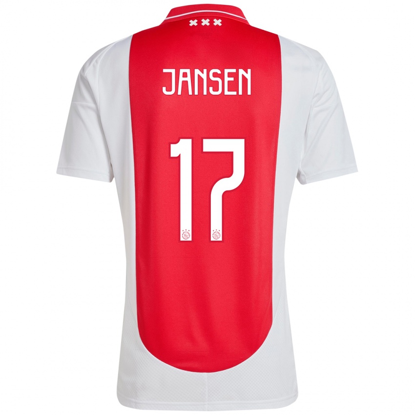 Niño Camiseta Bente Jansen #17 Rojo Blanco 1ª Equipación 2024/25 La Camisa Argentina