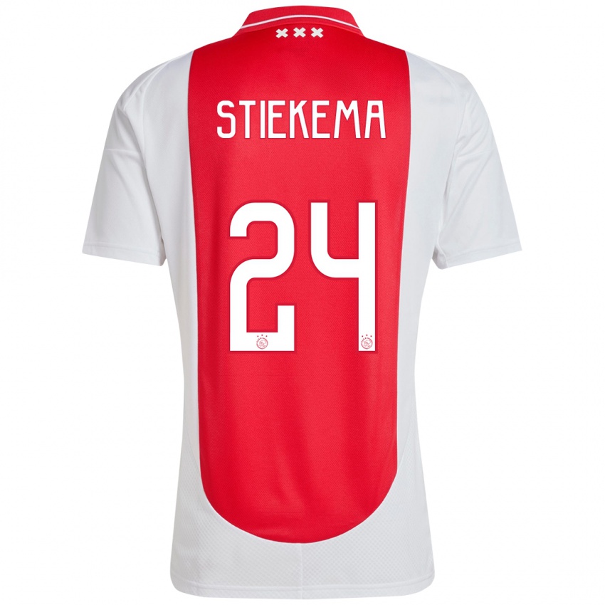 Niño Camiseta Iris Stiekema #24 Rojo Blanco 1ª Equipación 2024/25 La Camisa Argentina