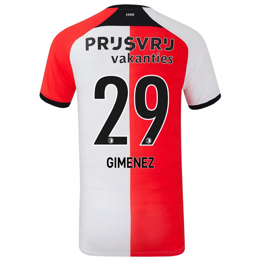 Niño Camiseta Santiago Gimenez #29 Rojo Blanco 1ª Equipación 2024/25 La Camisa Argentina