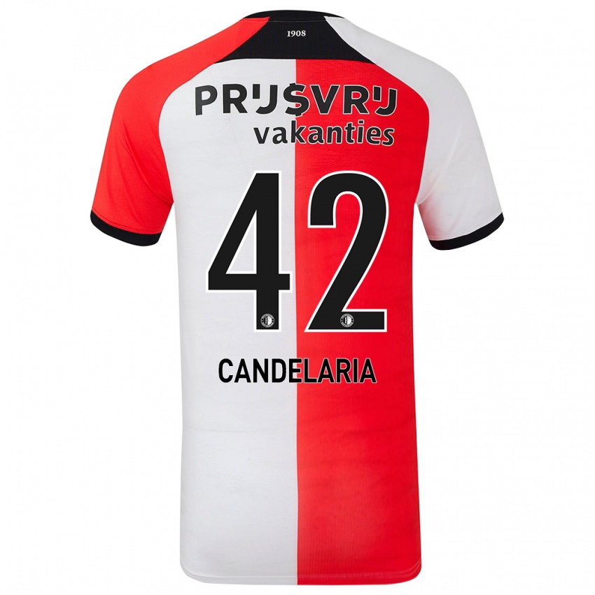 Niño Camiseta Jayden Candelaria #42 Rojo Blanco 1ª Equipación 2024/25 La Camisa Argentina