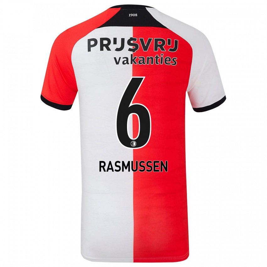 Niño Camiseta Jacob Rasmussen #6 Rojo Blanco 1ª Equipación 2024/25 La Camisa Argentina