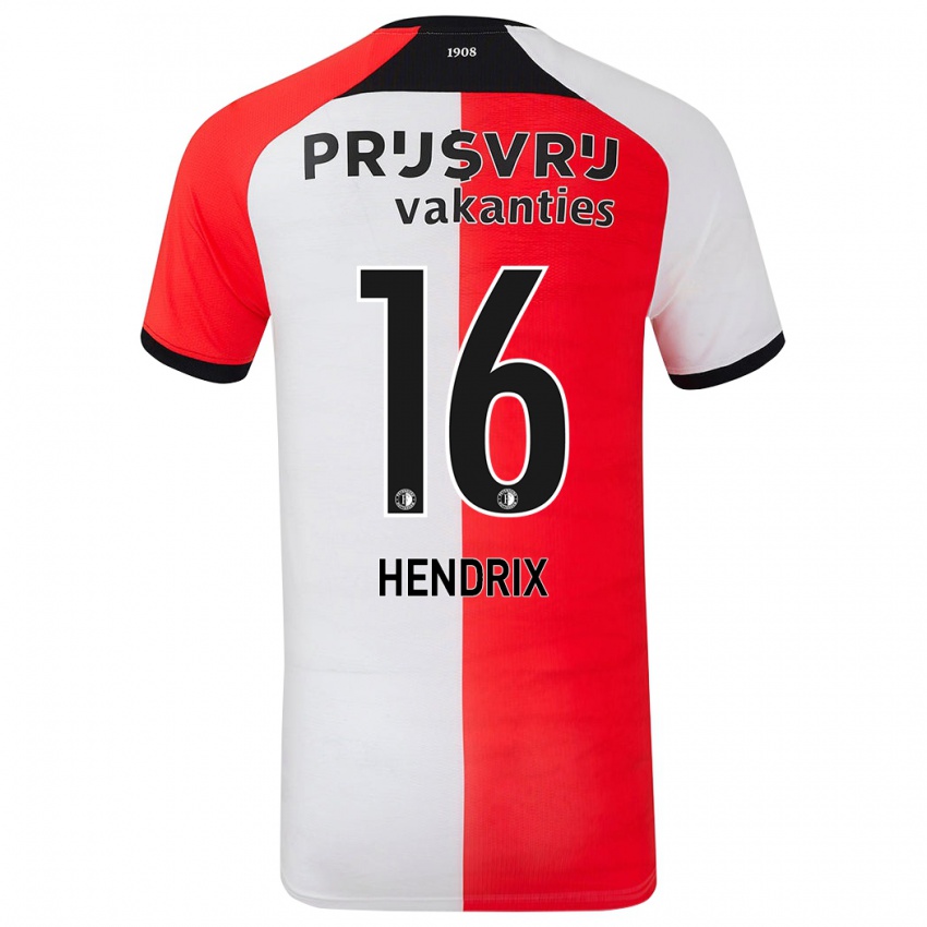 Niño Camiseta Jorrit Hendrix #16 Rojo Blanco 1ª Equipación 2024/25 La Camisa Argentina