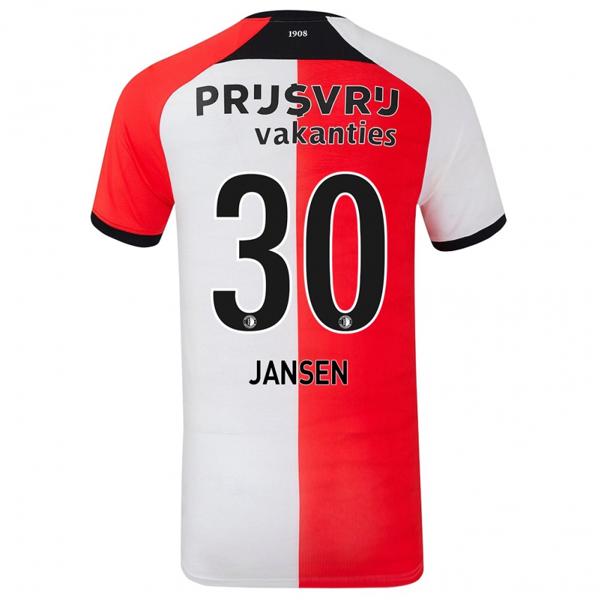 Niño Camiseta Thijs Jansen #30 Rojo Blanco 1ª Equipación 2024/25 La Camisa Argentina