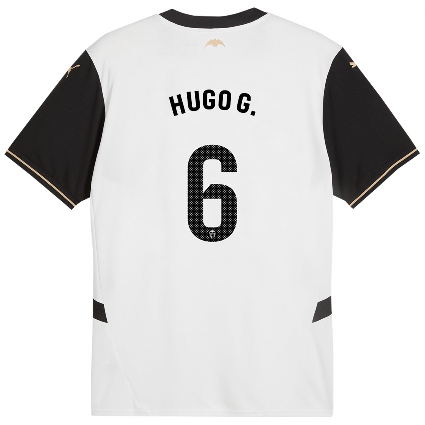 Niño Camiseta Hugo Guillamon #6 Blanco Negro 1ª Equipación 2024/25 La Camisa Argentina