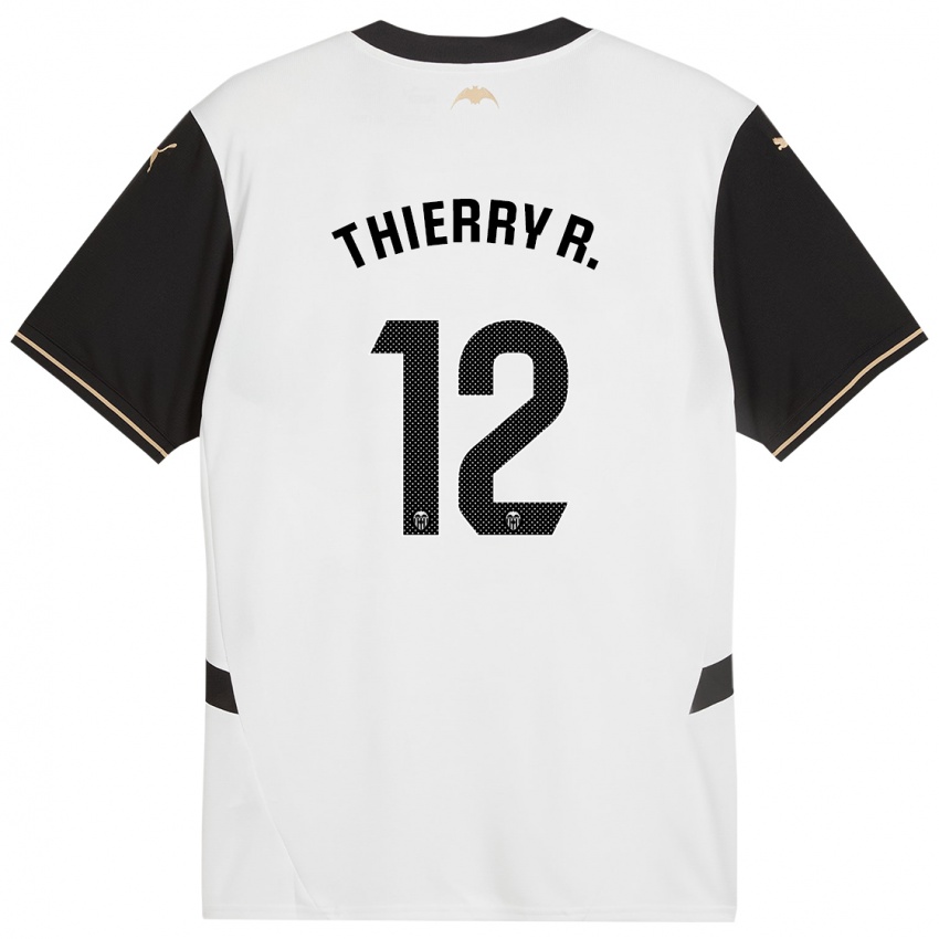 Niño Camiseta Thierry Correia #12 Blanco Negro 1ª Equipación 2024/25 La Camisa Argentina