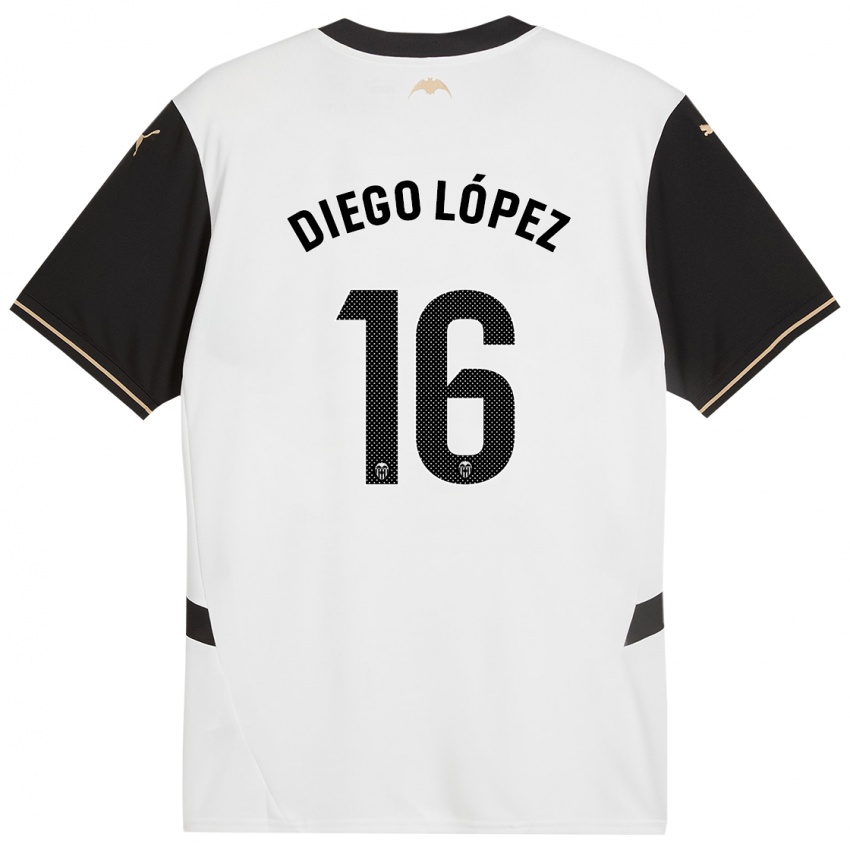 Niño Camiseta Diego Lopez #16 Blanco Negro 1ª Equipación 2024/25 La Camisa Argentina