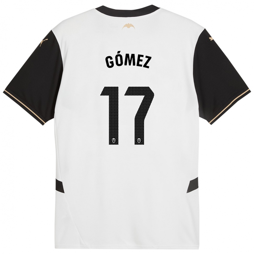 Niño Camiseta Dani Gómez #17 Blanco Negro 1ª Equipación 2024/25 La Camisa Argentina