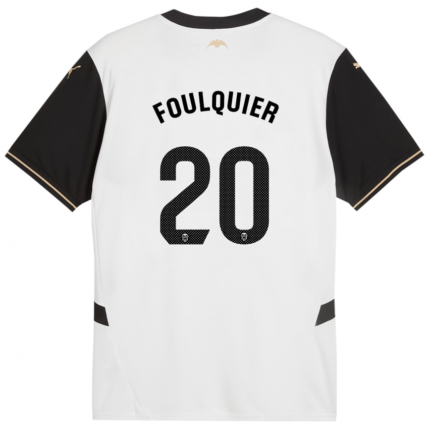 Niño Camiseta Dimitri Foulquier #20 Blanco Negro 1ª Equipación 2024/25 La Camisa Argentina