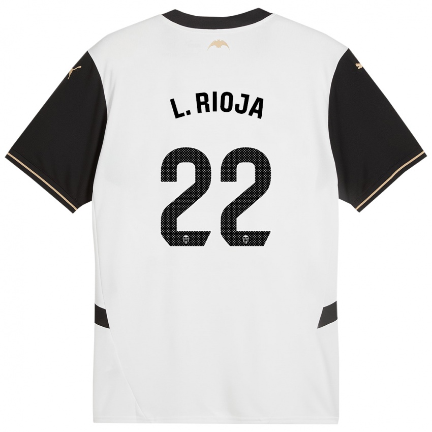 Niño Camiseta Luis Rioja #22 Blanco Negro 1ª Equipación 2024/25 La Camisa Argentina