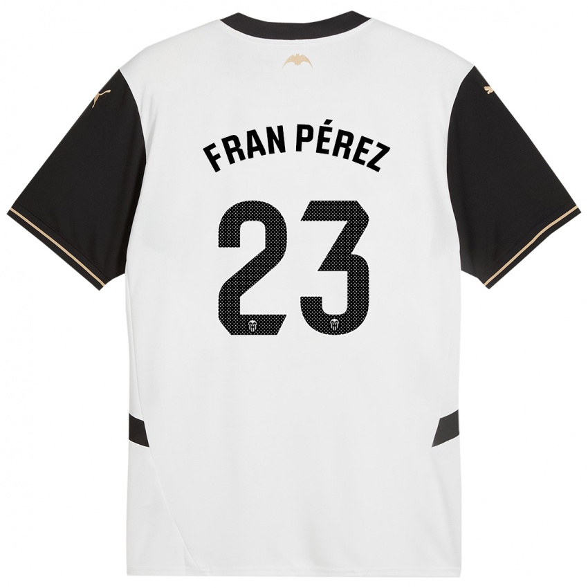 Niño Camiseta Fran Pérez #23 Blanco Negro 1ª Equipación 2024/25 La Camisa Argentina