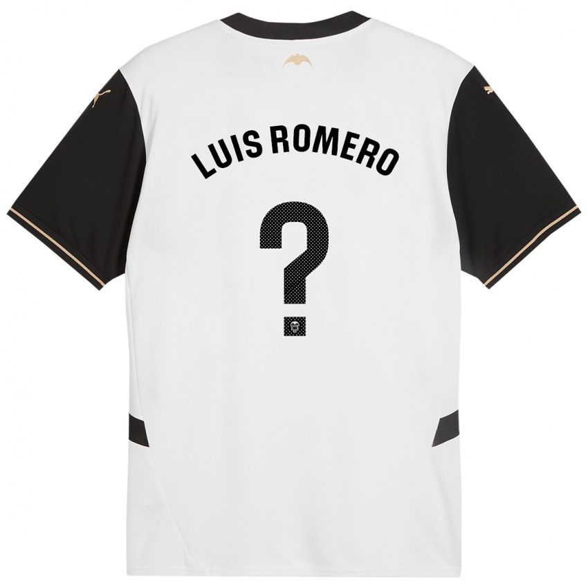 Niño Camiseta Luis Romero #0 Blanco Negro 1ª Equipación 2024/25 La Camisa Argentina