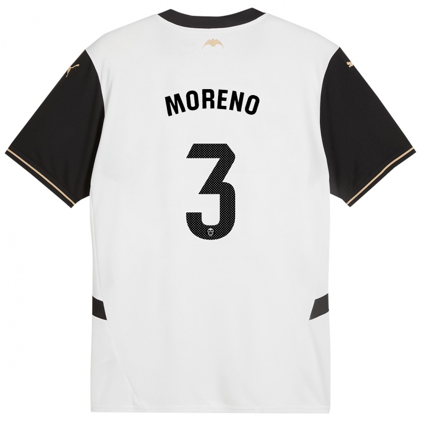 Niño Camiseta Diego Moreno #3 Blanco Negro 1ª Equipación 2024/25 La Camisa Argentina