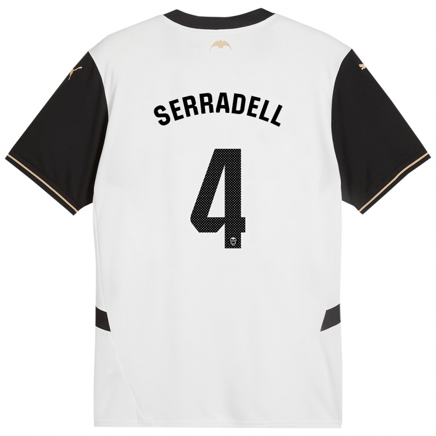 Niño Camiseta Álex Serradell #4 Blanco Negro 1ª Equipación 2024/25 La Camisa Argentina