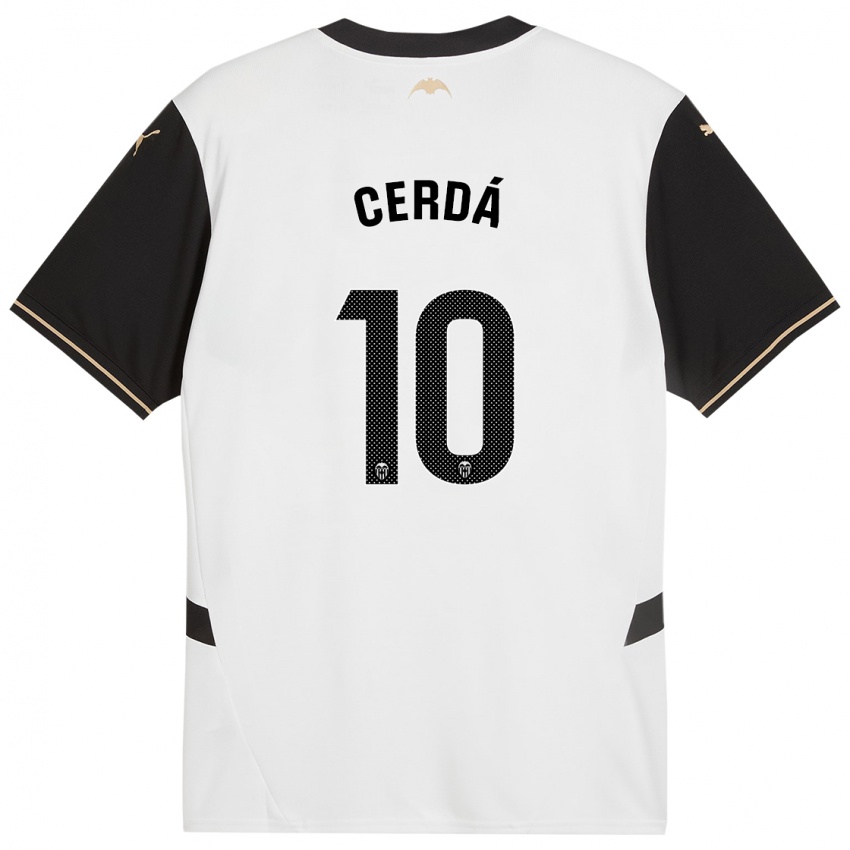 Niño Camiseta Alex Cerdá #10 Blanco Negro 1ª Equipación 2024/25 La Camisa Argentina