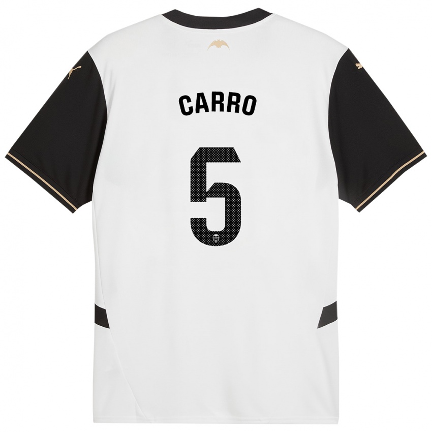 Niño Camiseta Marta Carro #5 Blanco Negro 1ª Equipación 2024/25 La Camisa Argentina