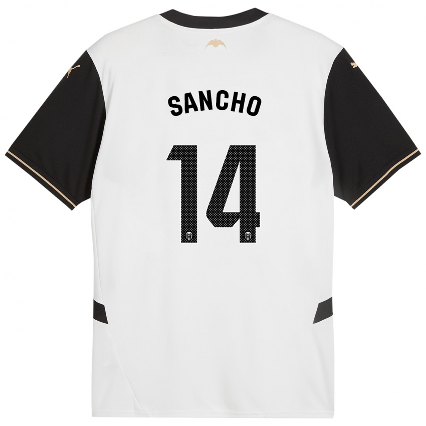 Niño Camiseta Pauleta Sancho #14 Blanco Negro 1ª Equipación 2024/25 La Camisa Argentina