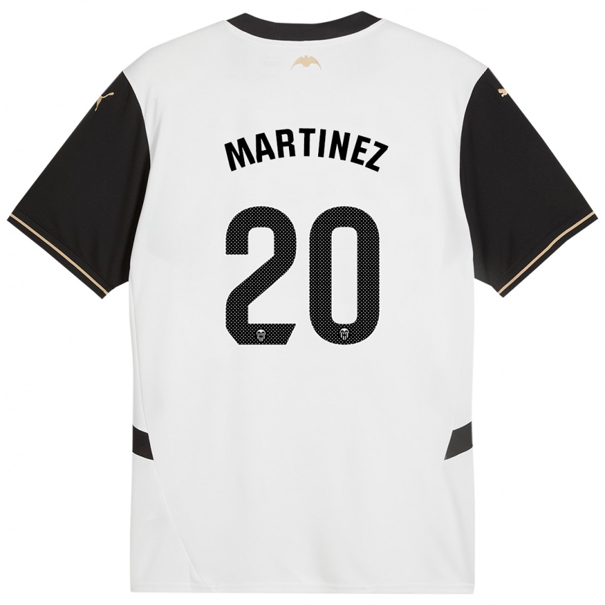 Niño Camiseta Asun Martínez #20 Blanco Negro 1ª Equipación 2024/25 La Camisa Argentina