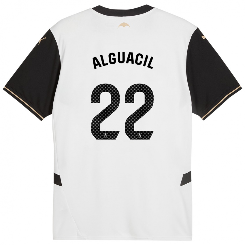 Niño Camiseta Ainhoa Alguacil #22 Blanco Negro 1ª Equipación 2024/25 La Camisa Argentina