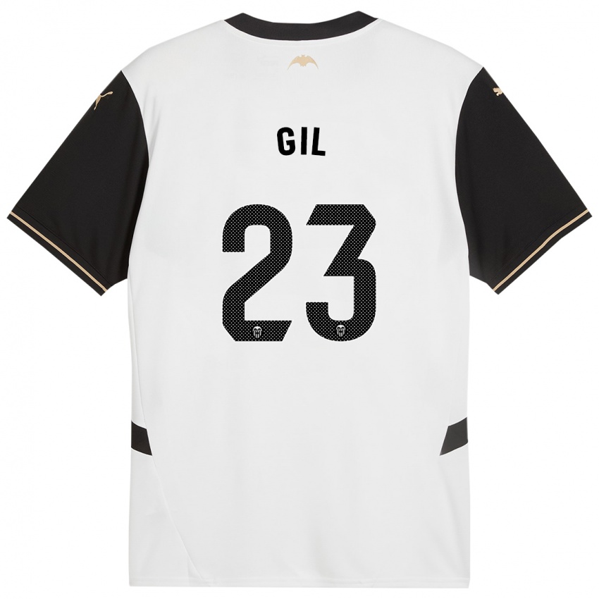 Niño Camiseta Elena Gil #23 Blanco Negro 1ª Equipación 2024/25 La Camisa Argentina