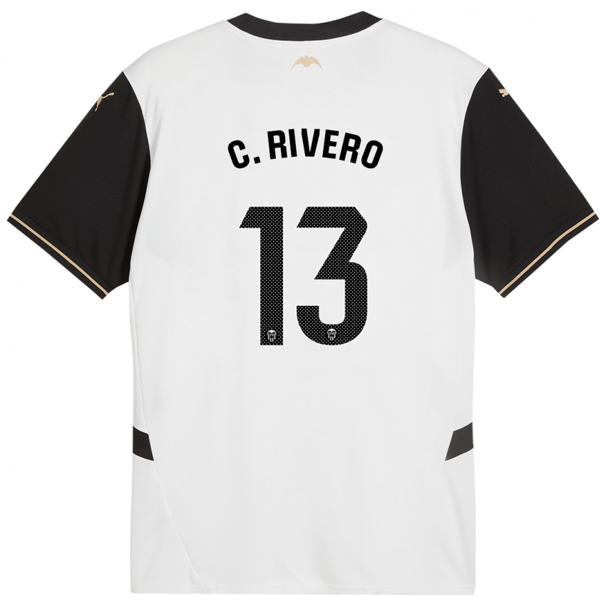 Niño Camiseta Cristian Rivero #13 Blanco Negro 1ª Equipación 2024/25 La Camisa Argentina