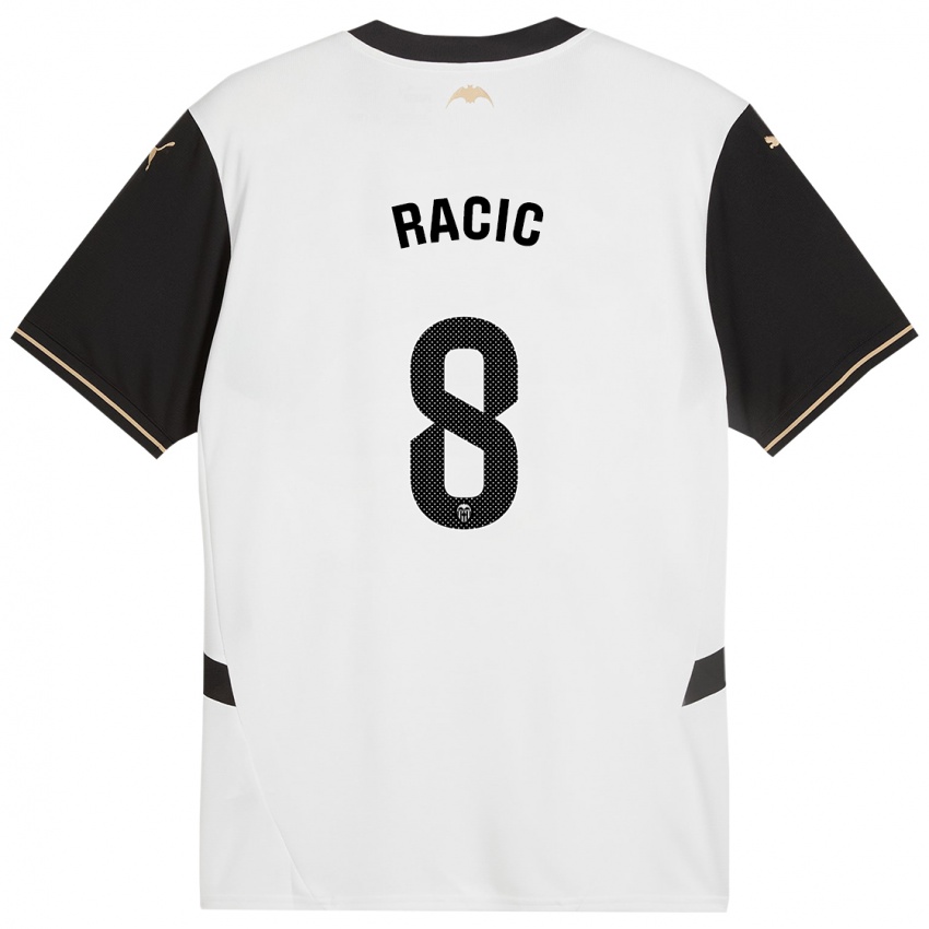 Niño Camiseta Uros Racic #8 Blanco Negro 1ª Equipación 2024/25 La Camisa Argentina