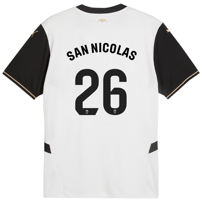 Niño Camiseta Olga San Nicolas #26 Blanco Negro 1ª Equipación 2024/25 La Camisa Argentina