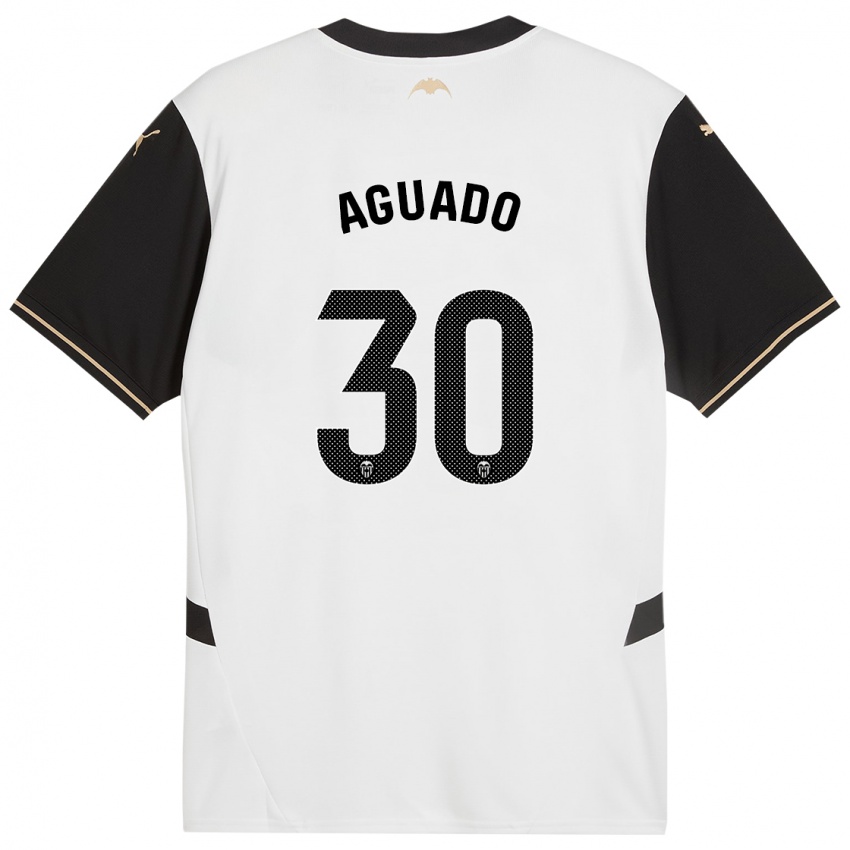 Niño Camiseta Julia Aguado #30 Blanco Negro 1ª Equipación 2024/25 La Camisa Argentina