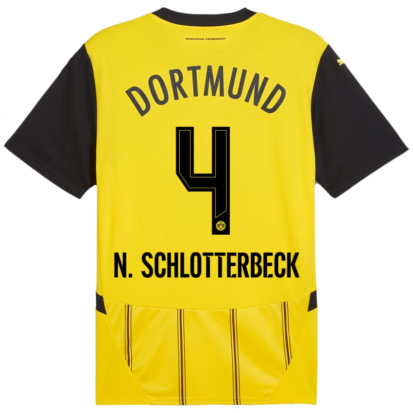 Niño Camiseta Nico Schlotterbeck #4 Amarillo Negro 1ª Equipación 2024/25 La Camisa Argentina