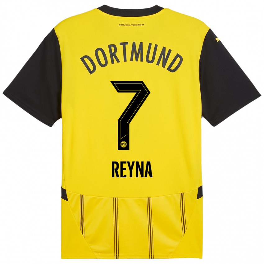 Niño Camiseta Giovanni Reyna #7 Amarillo Negro 1ª Equipación 2024/25 La Camisa Argentina