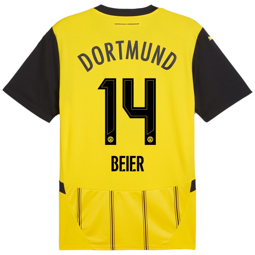 Niño Camiseta Maximilian Beier #14 Amarillo Negro 1ª Equipación 2024/25 La Camisa Argentina