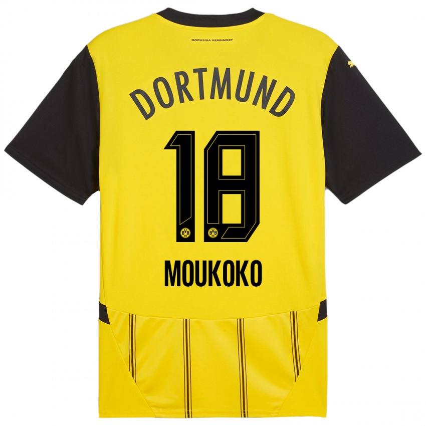 Niño Camiseta Youssoufa Moukoko #18 Amarillo Negro 1ª Equipación 2024/25 La Camisa Argentina